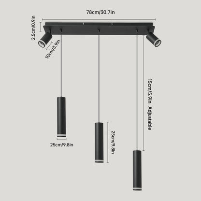 Angelina 5 - Light Cylinder Kitchen Island Pendant No Bulb